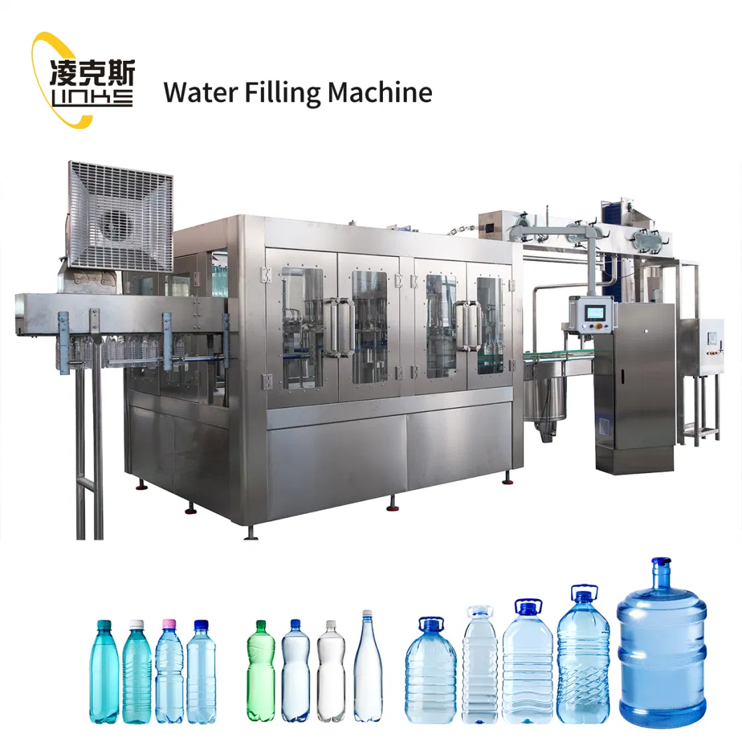 Full Automatic Beverage Liquid Pure Mineral Drinking Soda Water Bottle Blowing Washing Rinsing Filling Bottling Bottled Sealing Labeling Packing Machine